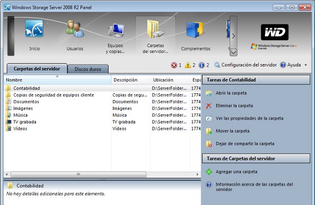Carpetas en el servidor