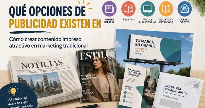 Qué opciones de publicidad existen para crear contenido impreso atractivo en marketing tradicional
