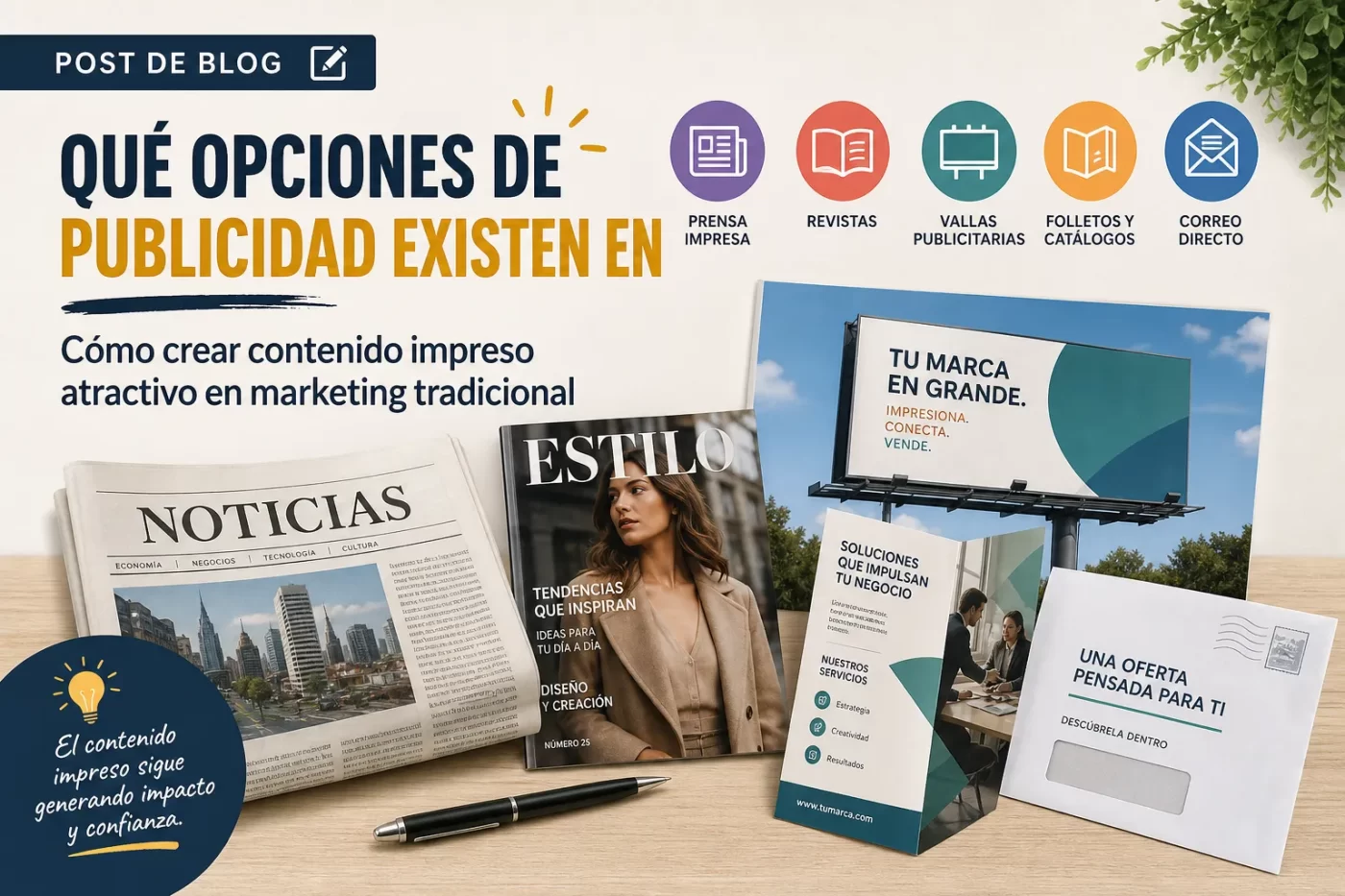 qué opciones de publicidad existen en Cómo crear contenido impreso atractivo en marketing tradicional | PymesAutonomos.com